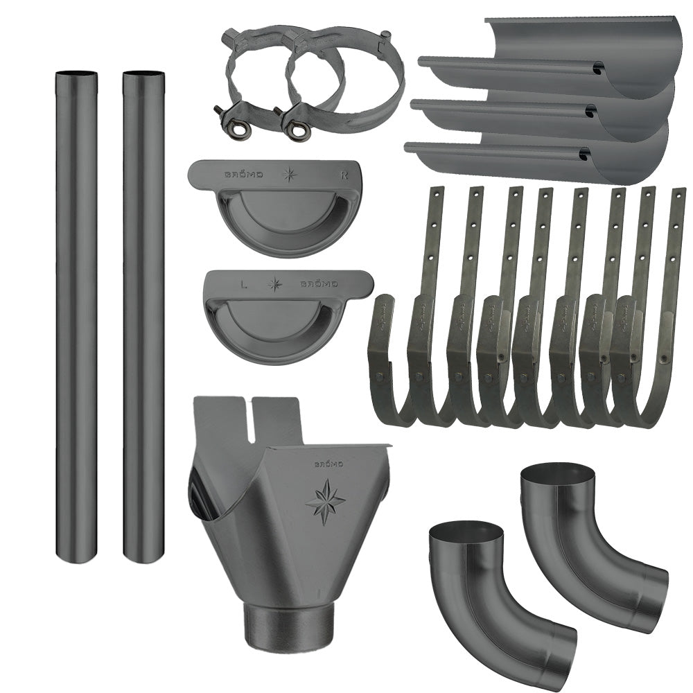 Zink Dachrinne Komplettset farbig | 8tlg. 250mm | 7tlg. 280mm | 6tlg. 333mm