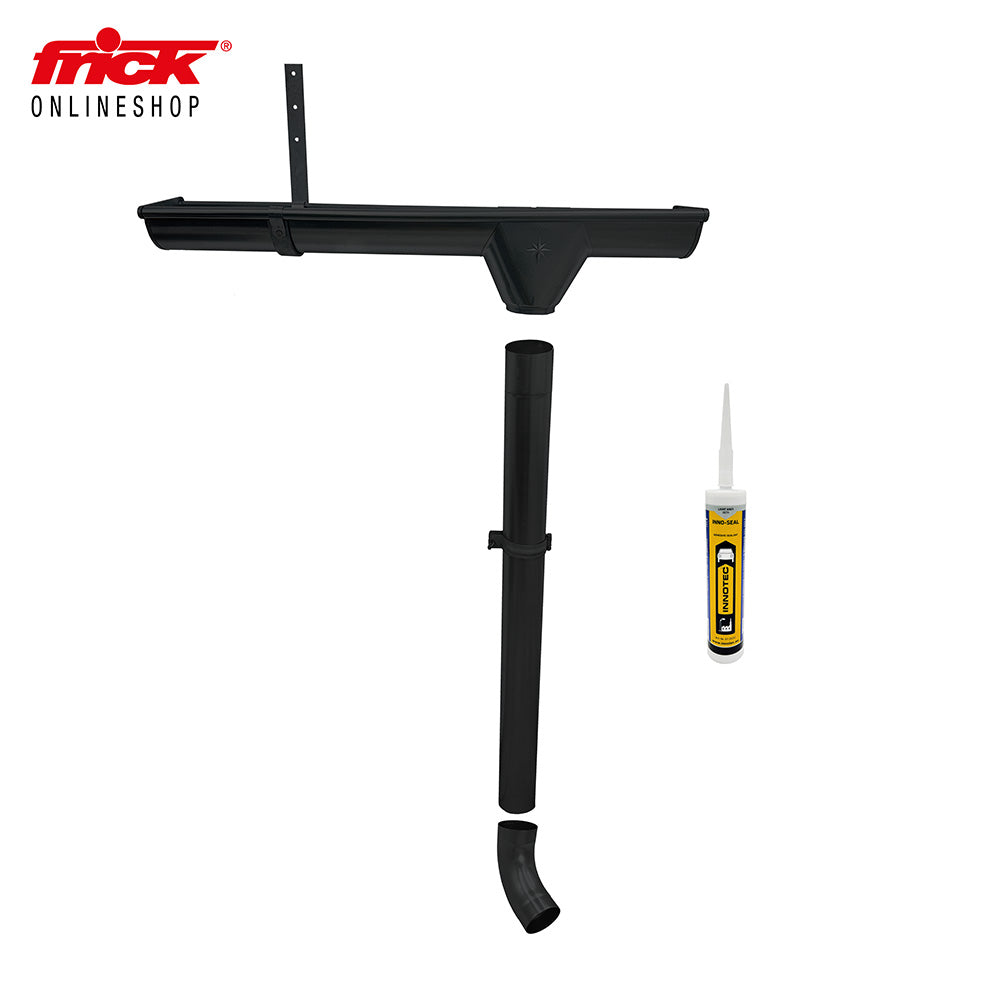 Dachrinnen Set in der Farbe schwarz mit Kleber