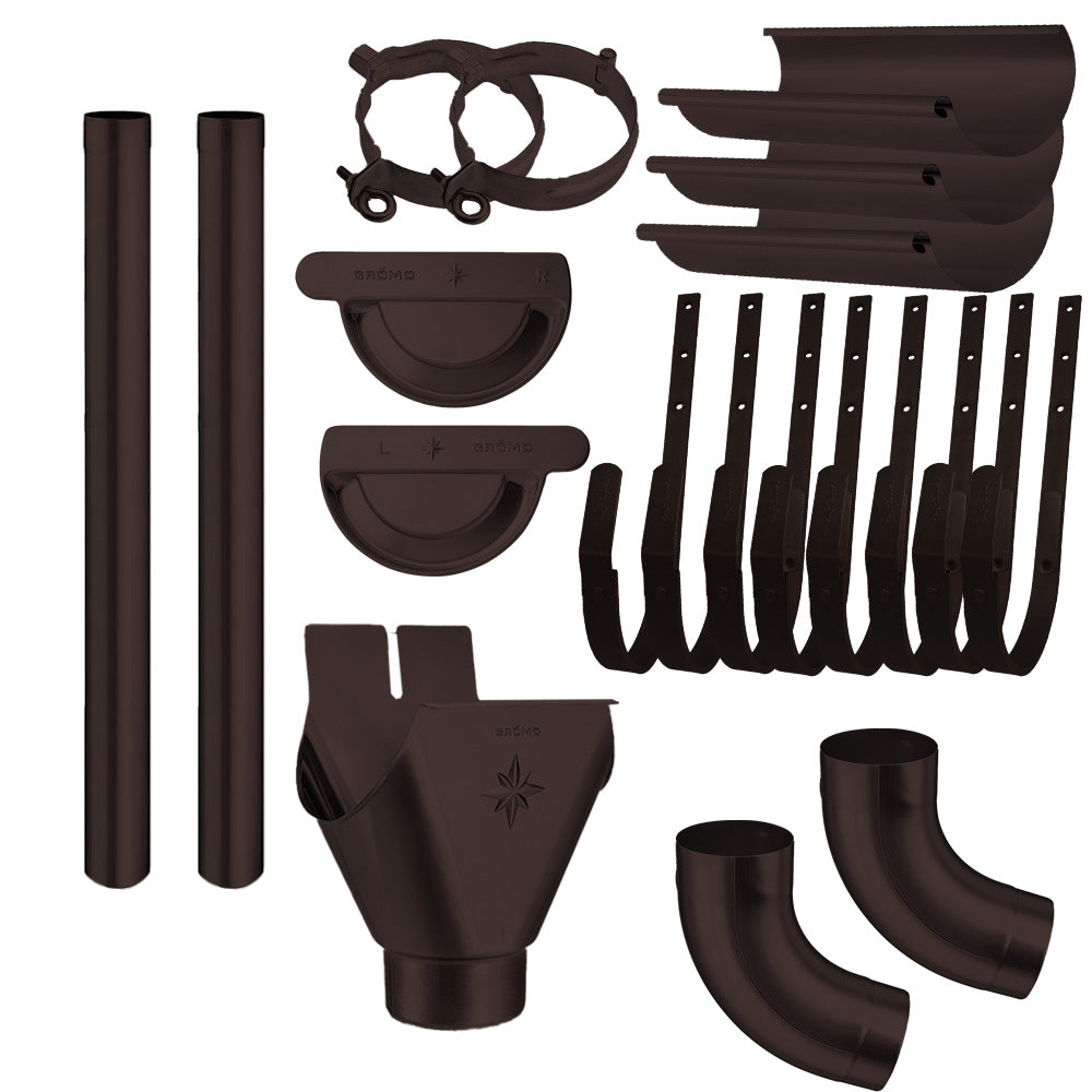 Zink Dachrinne Komplettset farbig | 8tlg. 250mm | 7tlg. 280mm | 6tlg. 333mm