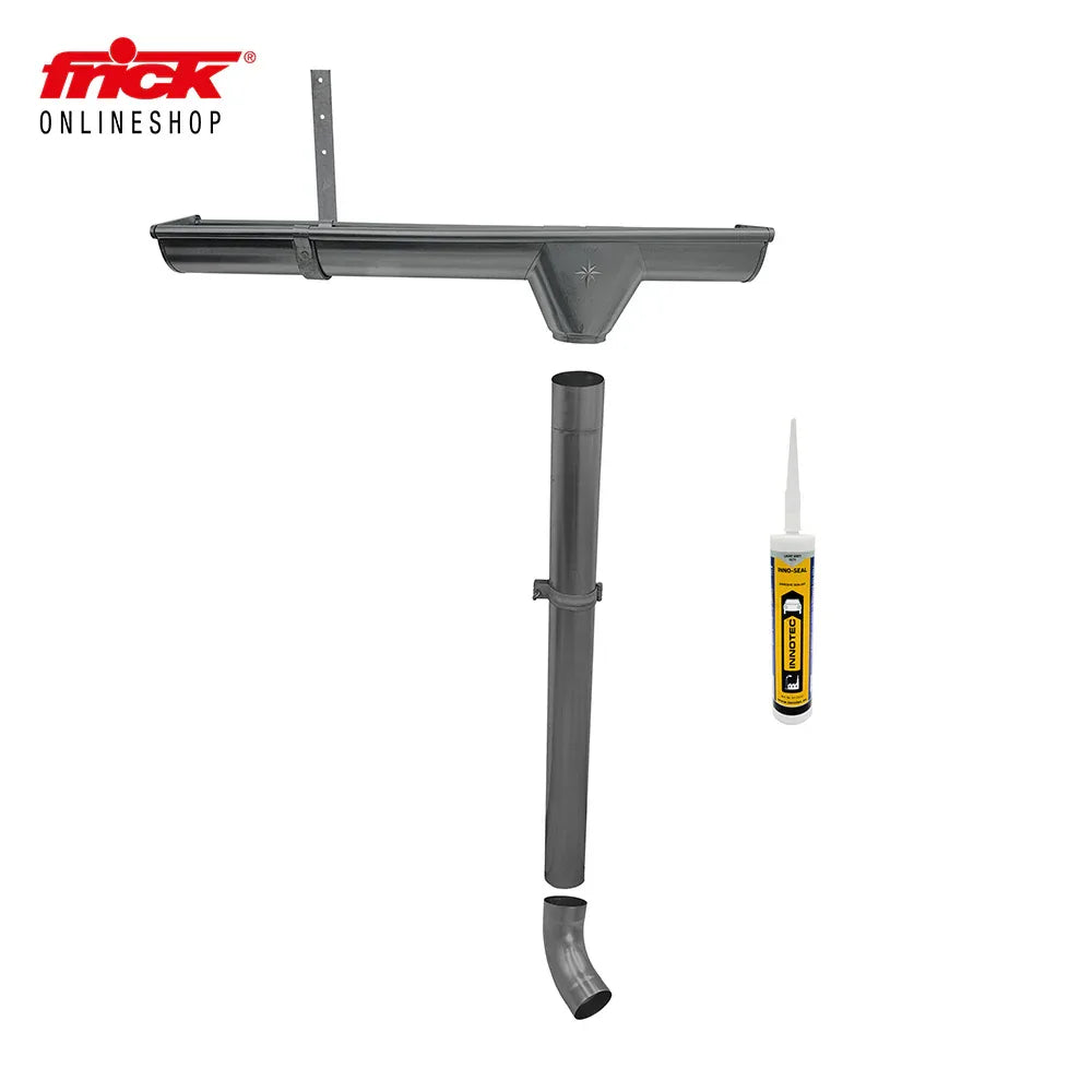 Dachrinnen Set in der Farbe Grau mit Kleber