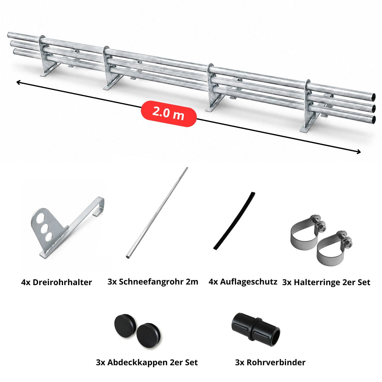 2,0 m Universal Dreirohrschneefang-Set