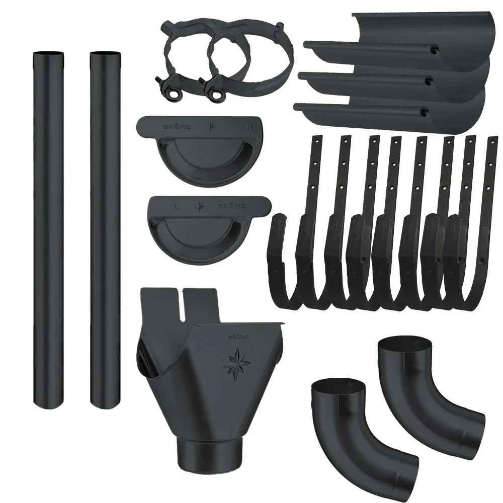 Zink Dachrinne Komplettset farbig | 8tlg. 250mm | 7tlg. 280mm | 6tlg. 333mm