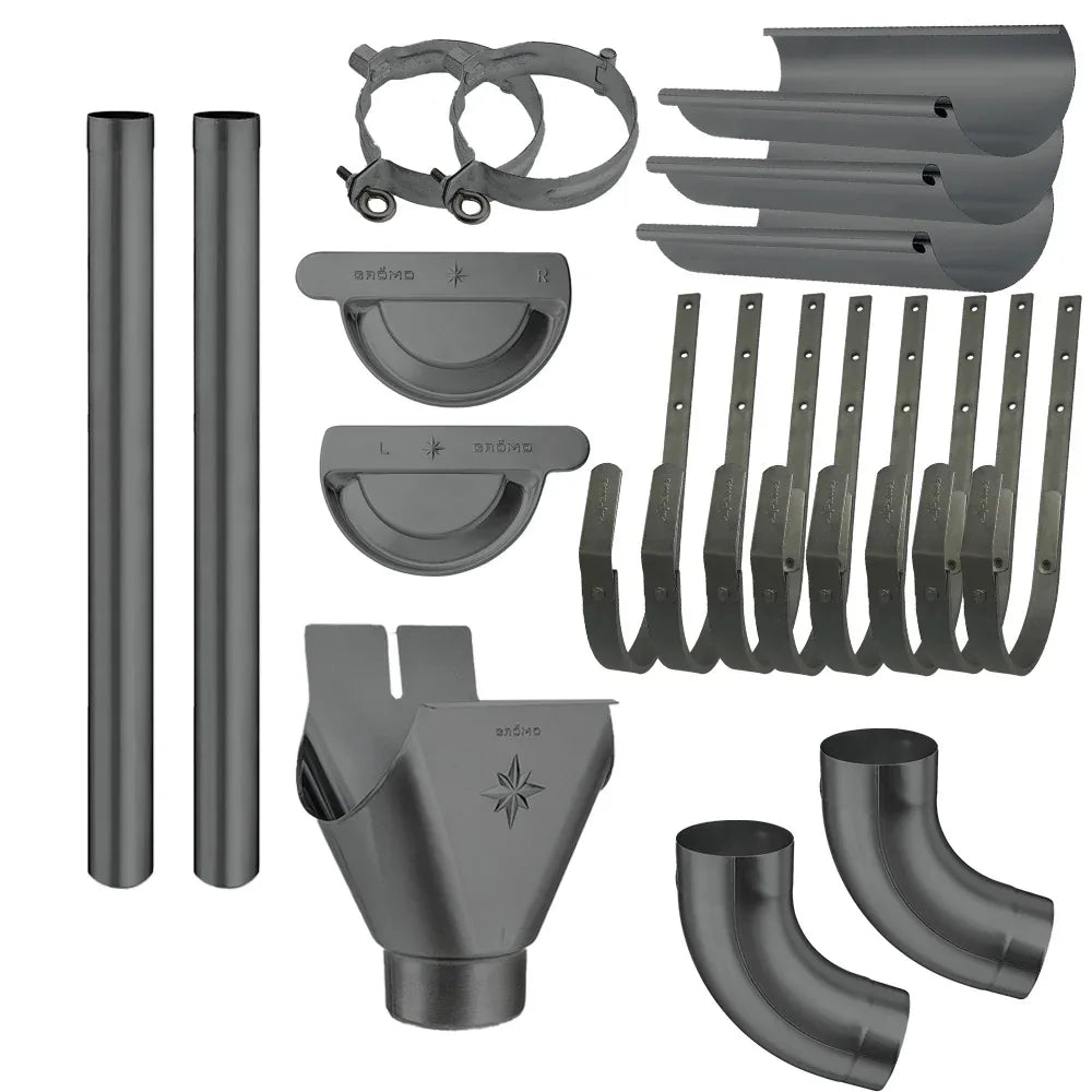 Zink Dachrinne Komplettset farbig | 8tlg. 250mm | 7tlg. 280mm | 6tlg. 333mm