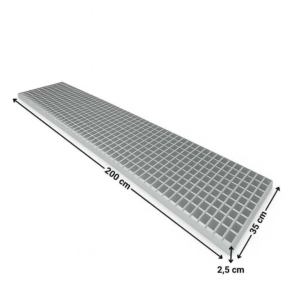 Laufrost, Lüftungsgitter, Gitterrost 200 x 35 cm
silber