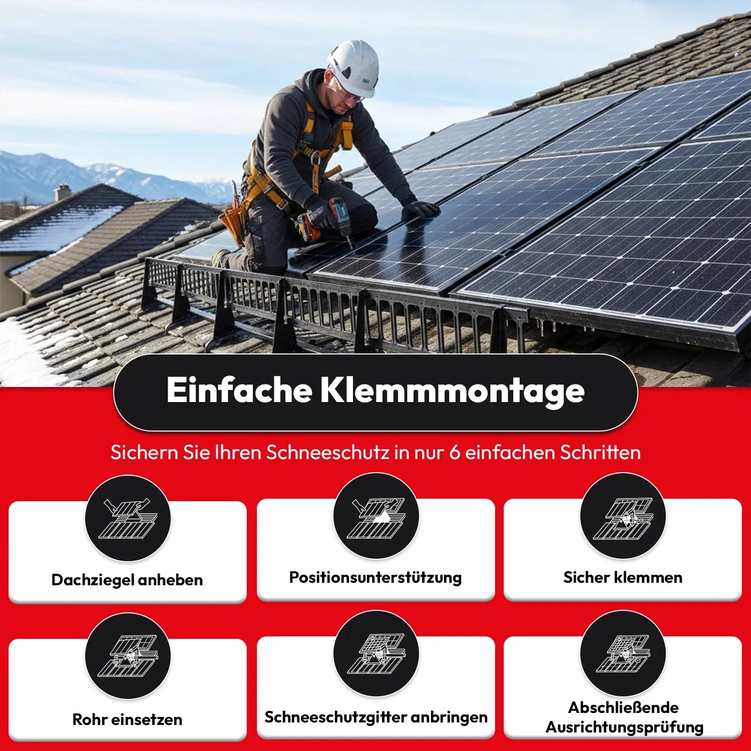 Schneefangitter PV anthrazit montage