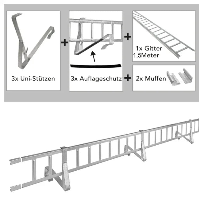 1,5 m Schneefanggitter-Set 9-teilig, Universal-System, Schneefanghöhe 26 cm