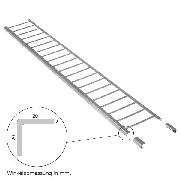 Schneefanggitter Winkel 20x20x2, Länge 1,5 m, inkl. Verbindungsmuffen