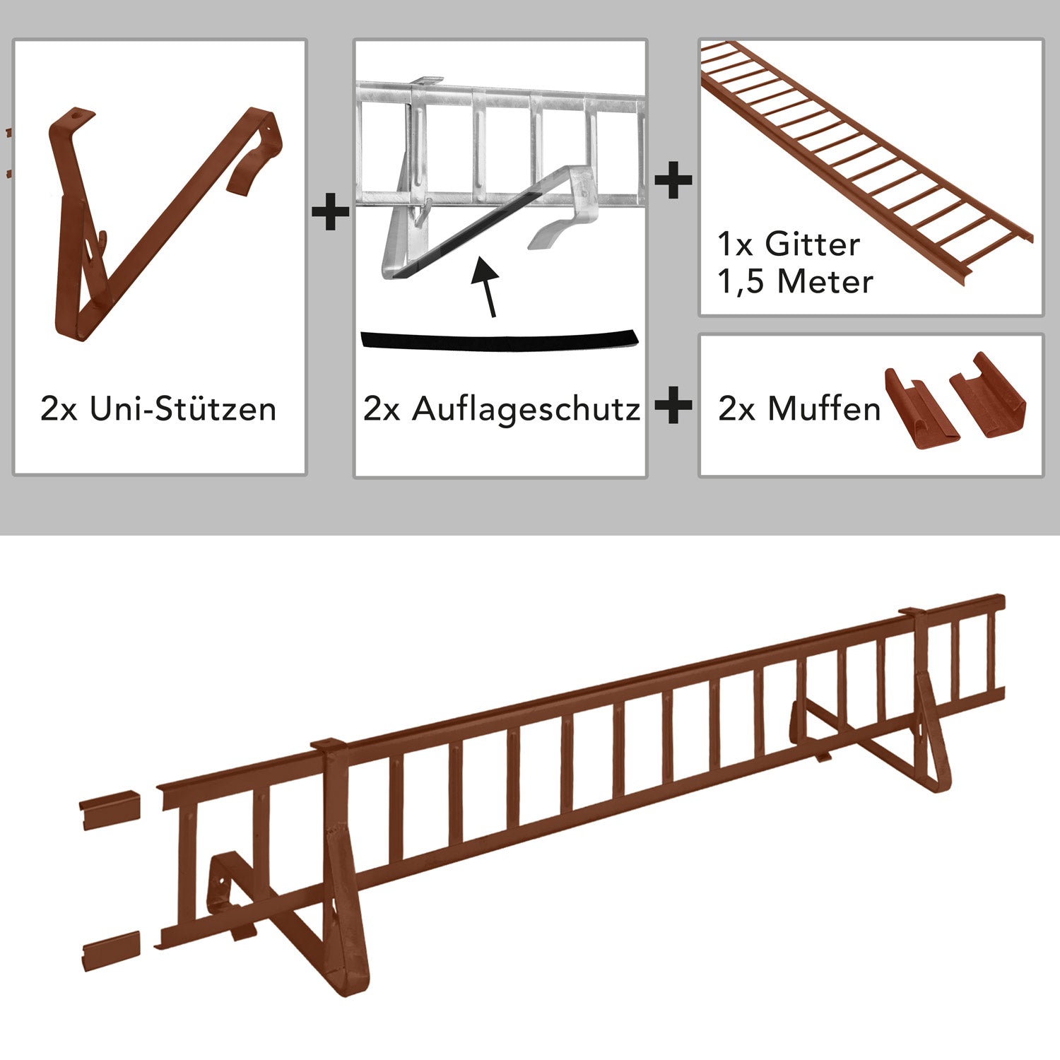 1,5 m Schneefanggitter-Set 7-teilig, Universal-System, Schneefanghöhe 22 cm