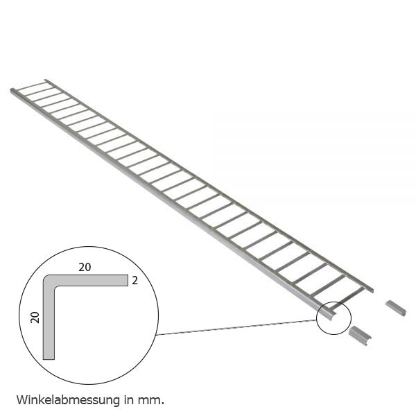 Schneefanggitter Winkel 20x20x2, Länge 2 m, inkl. Verbindungsmuffen