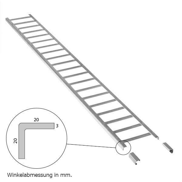 Schneefanggitter Winkel 20x20x3, Länge 1,72 m, inkl. Verbindungsmuffen