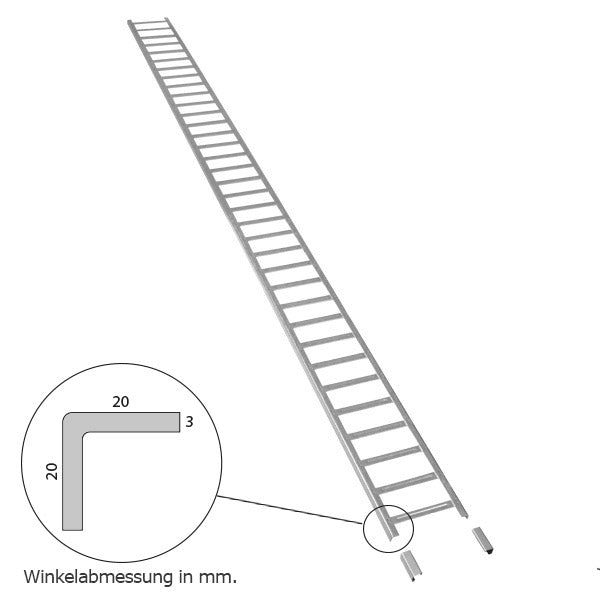 Schneefanggitter Winkel 20x20x3, Länge 3 m, inkl. Verbindungsmuffen